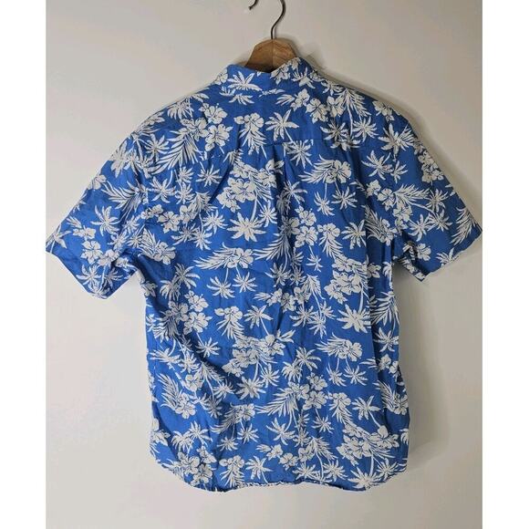 Gap Shirt Mens M Blue Button Up Camp Hawaiian Standard Fit Floral - Picture 3 of 6